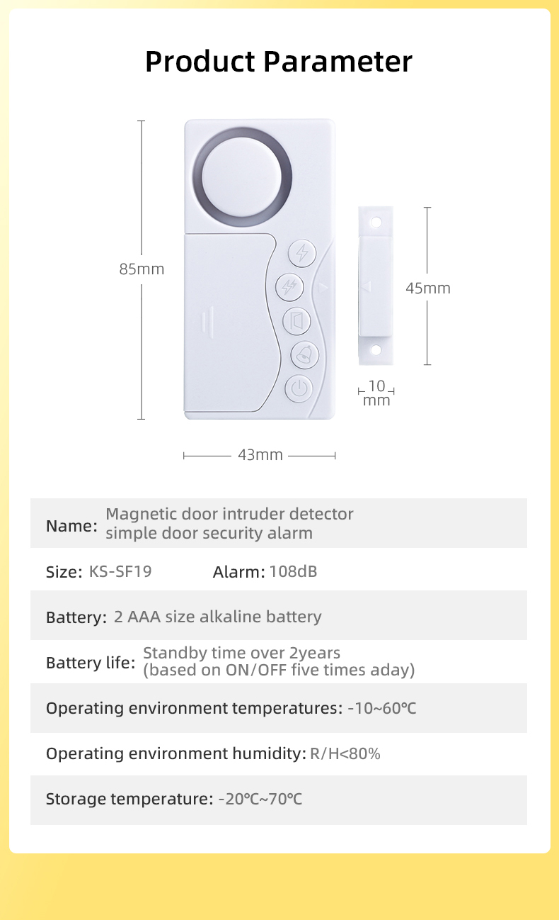 108dB Magnetic Door & Window Alarm Sensor - Image 2